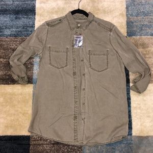 Express Army Green Button-Up
